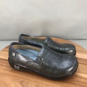 Alegria Keli Gray Leather Slip On Clogs Comfort Shoes Womens Size 38 / 8